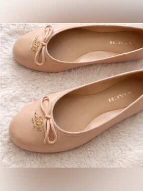 Coach Alina Nude Leather Ballet Flats NEW Classic Quiet Luxury Size 9.5
